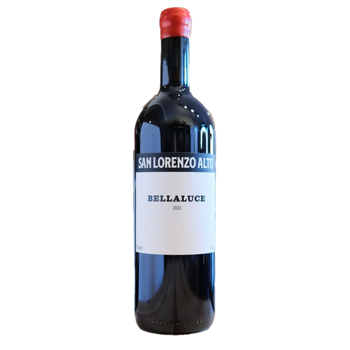 Red wine bottle with label reading San Lorenzo Alto Bellaluce 2022
