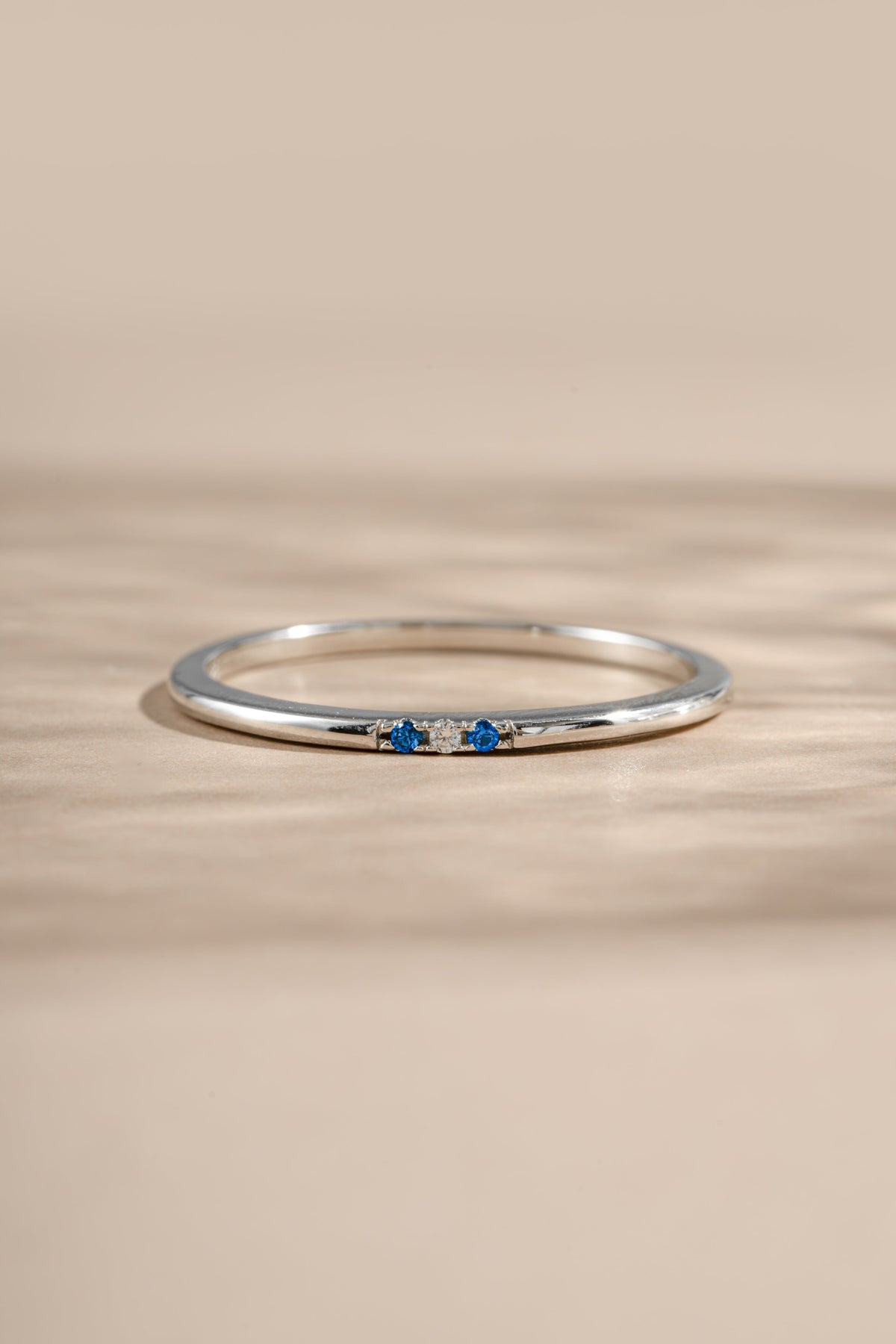 Sapphire 3 Stone Diamond Ring