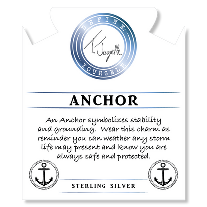 Sardonyx Stone Bracelet with Anchor Sterling Silver Charm