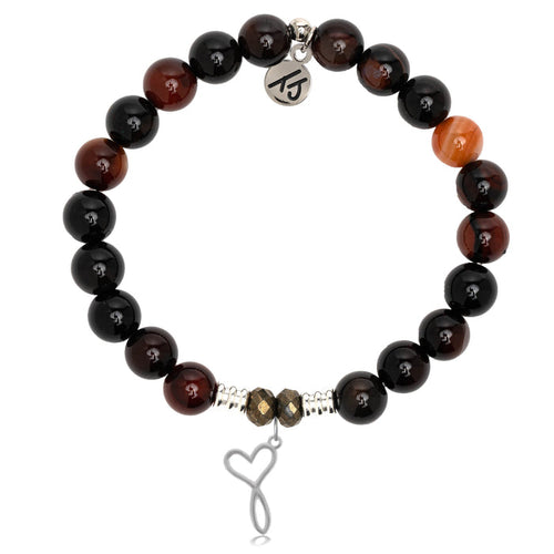 Sardonyx Stone Bracelet with Infinity Heart Sterling Silver Charm