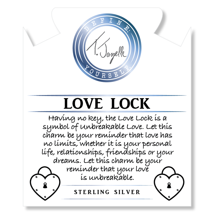 Sardonyx Stone Bracelet with Love Lock Sterling Silver Charm