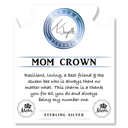 Sardonyx Stone Bracelet with Mom Crown Sterling Silver Charm