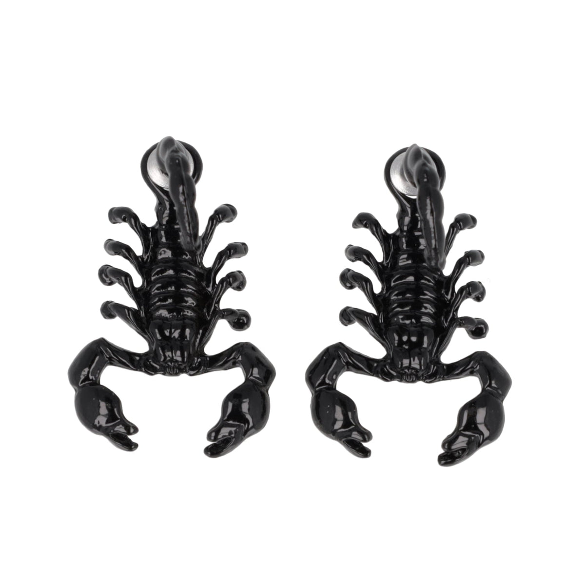 Shiny Black Scorpion 2 Piece Stud Earrings