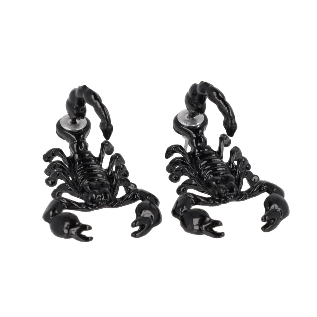 Shiny Black Scorpion 2 Piece Stud Earrings