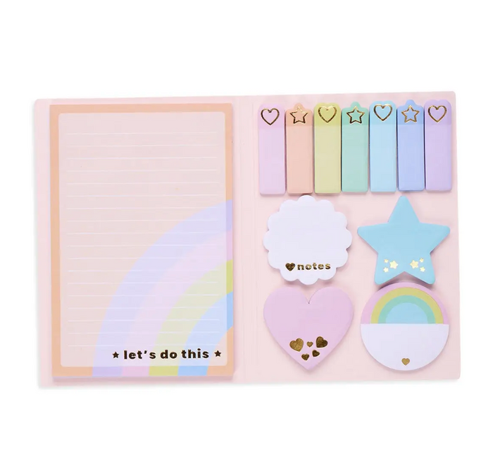 Side Notes Sticky Tab Note Pad - Pastel Rainbows