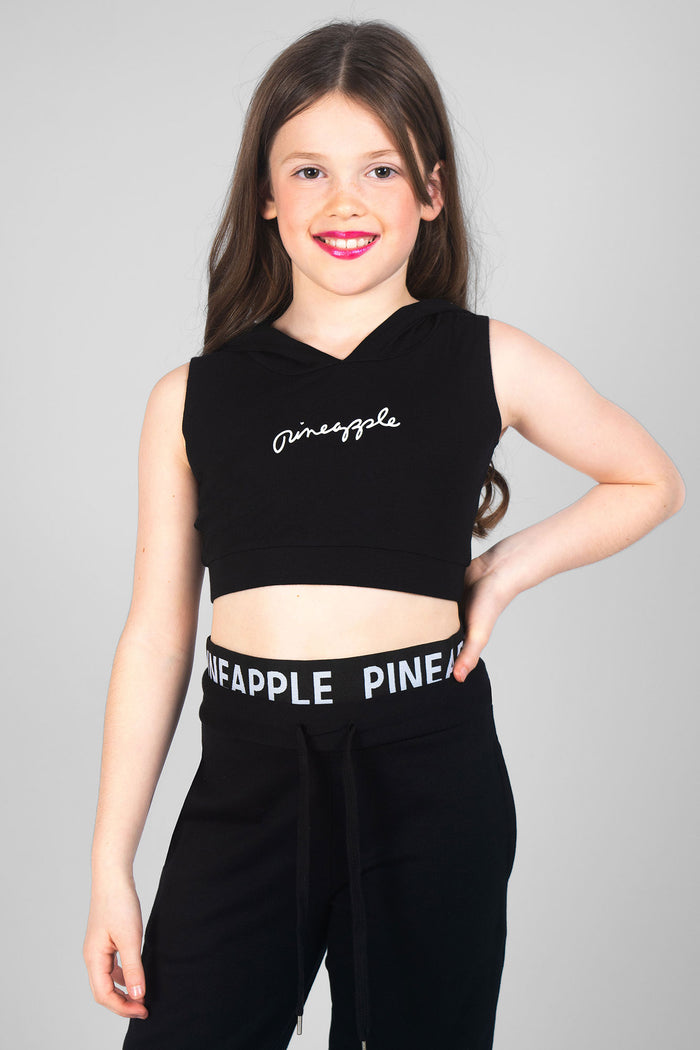 Girl wearing Pineapple black Sleeveless Hoodie