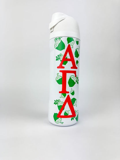 Sorority Flip-Top Water Bottle Greek in Alpha Gamma Delta at Wrapsody