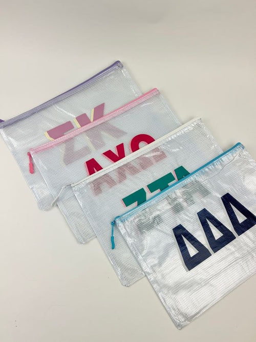 Sorority Mesh Pouch Greek in Alpha Chi Omega at Wrapsody