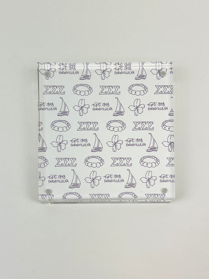 Sorority Toile Frame/Art Block Greek in Sigma Sigma Sigma at Wrapsody