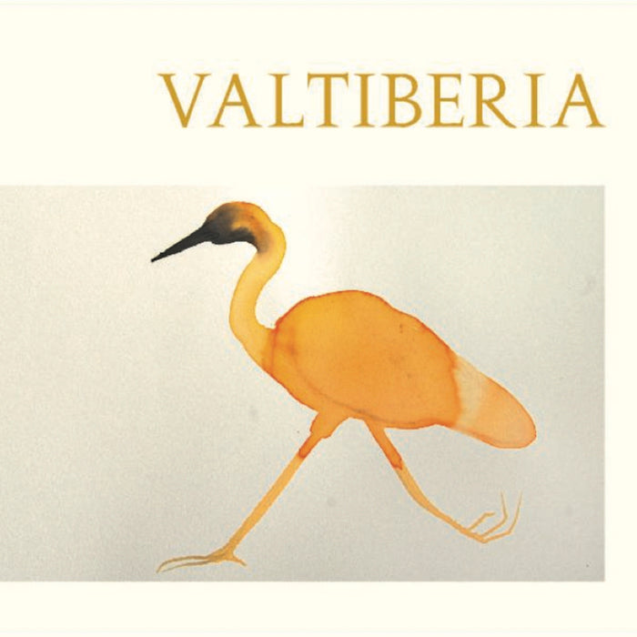 Valtiberia wine label closeup with orange bird illustration and text