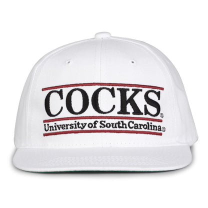 South Carolina Retro Bar snapback hat in white, front view