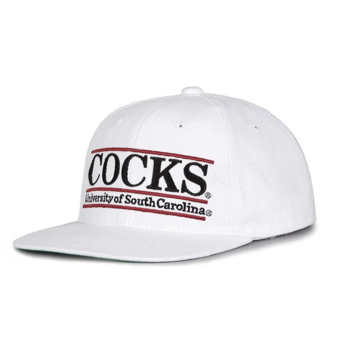South Carolina Retro Bar snapback hat in white, angled view