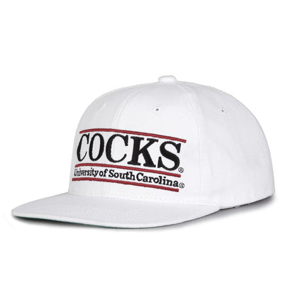 South Carolina Retro Bar snapback hat in white, angled view