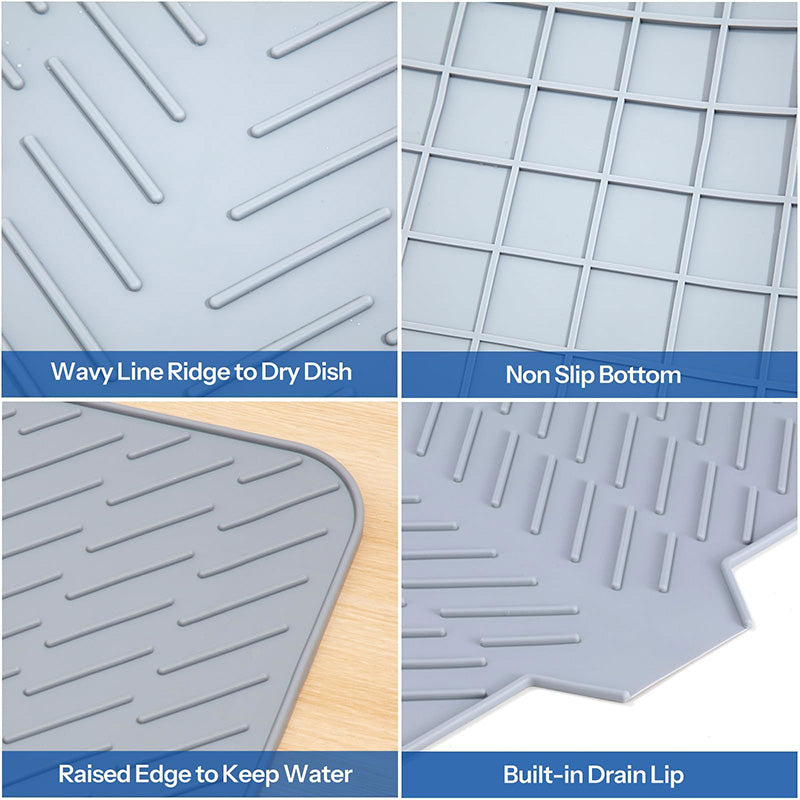 Large Size Silicone Drying Mat with Drain Lip