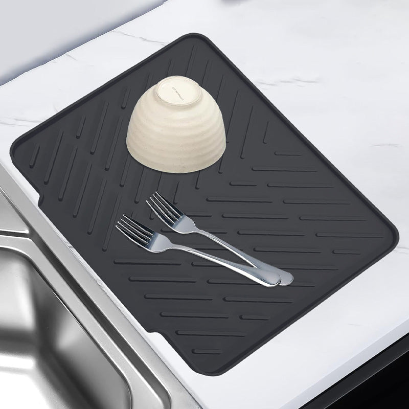 Large Size Silicone Drying Mat with Drain Lip
