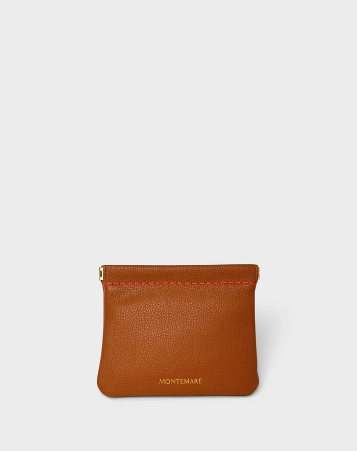 Square Pouch Cognac Pebbled Travel Accessories in at Wrapsody
