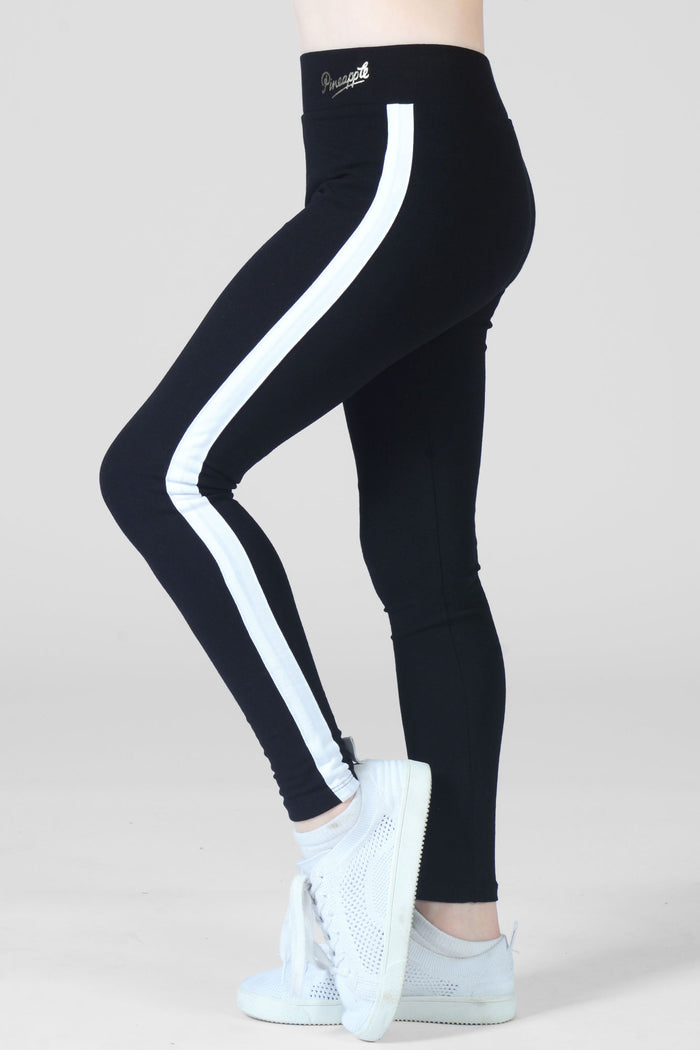 Girl wearing Pineapple Stripe black Leggings