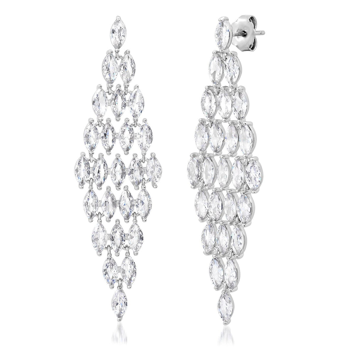 Clear Cascading Marquis Chandelier Earrings