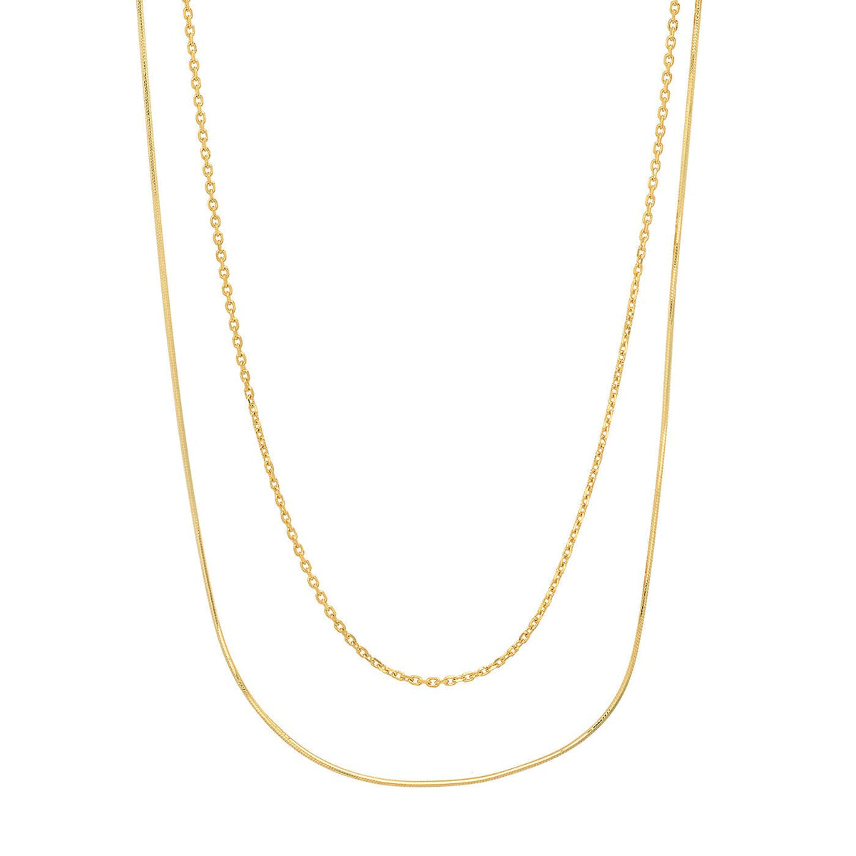 Double Link And Snake Chain Necklace
