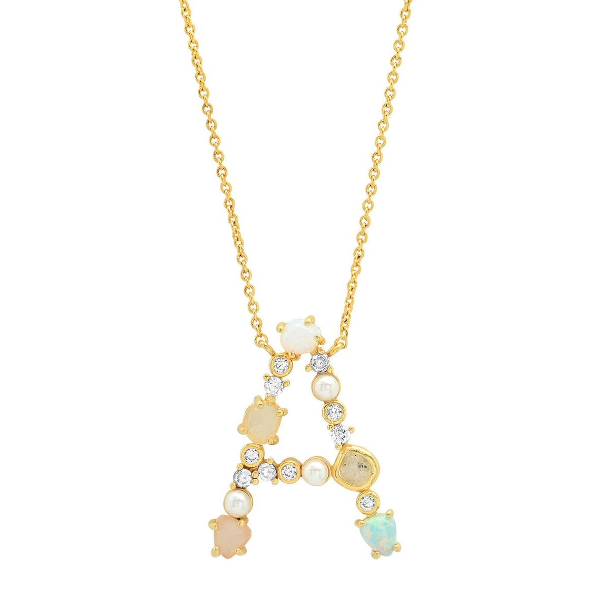 Opal & Pearl Initial Necklace