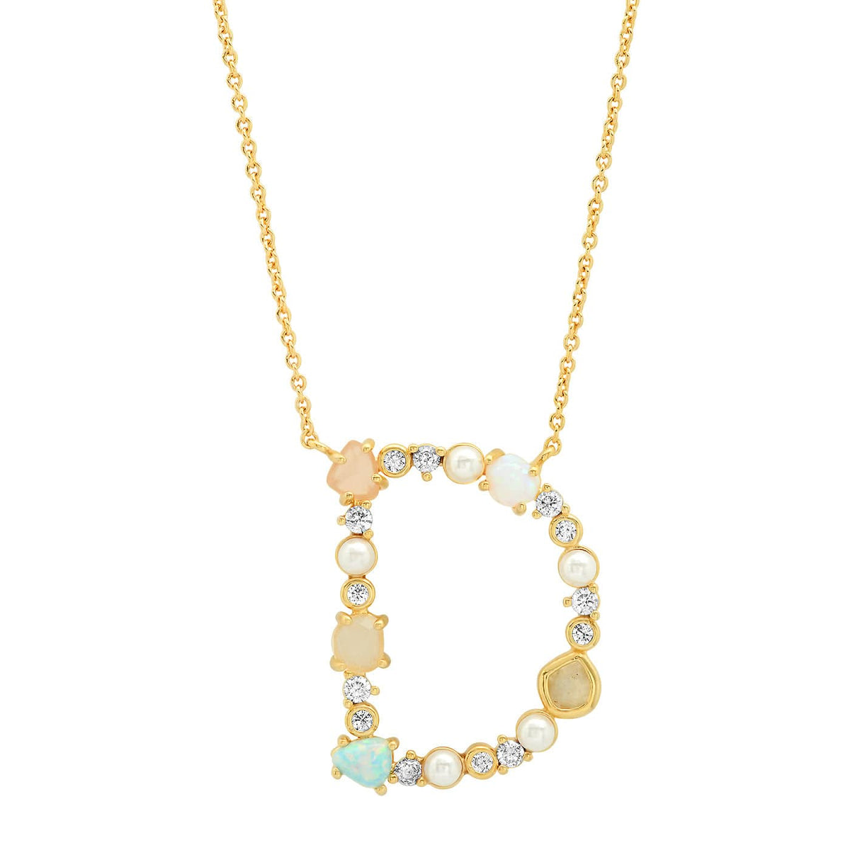 Opal & Pearl Initial Necklace