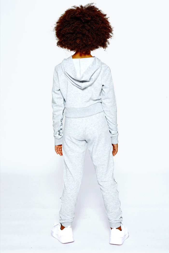 Girl wearing Pineapple Grey Marl Tape Zip Hoodie