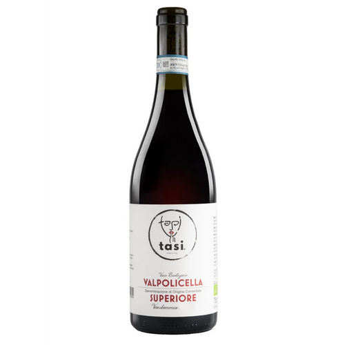 Tasi Valpolicella Ripasso 2018 wine bottle with dark glass and label
