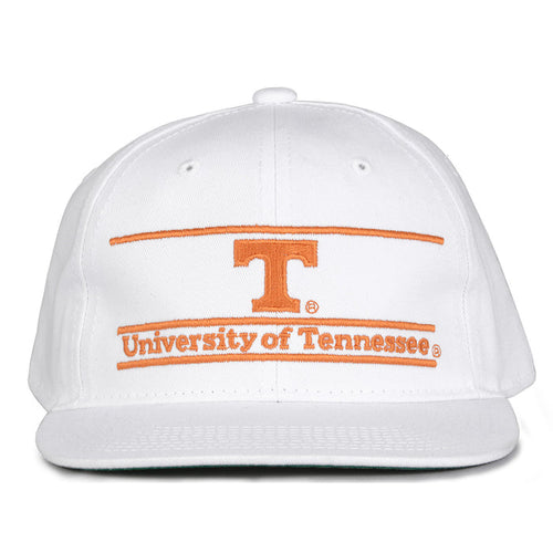 Tennessee Retro Bar snapback hat in white, front view