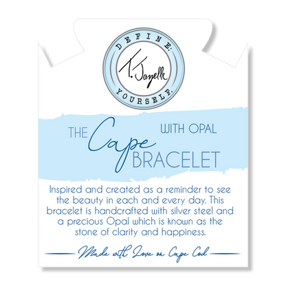 The Cape Bracelet Disc- Silver Steel with White Opal Disc