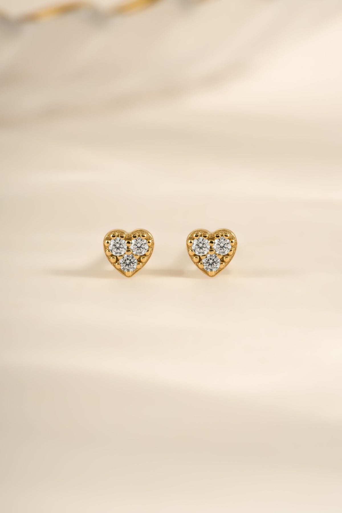 Tiny Heart CZ Stud Earrings