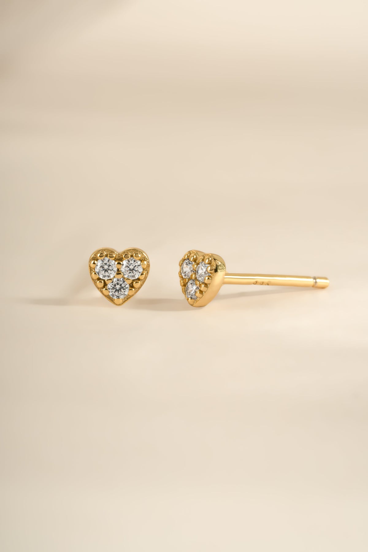 Tiny Heart CZ Stud Earrings