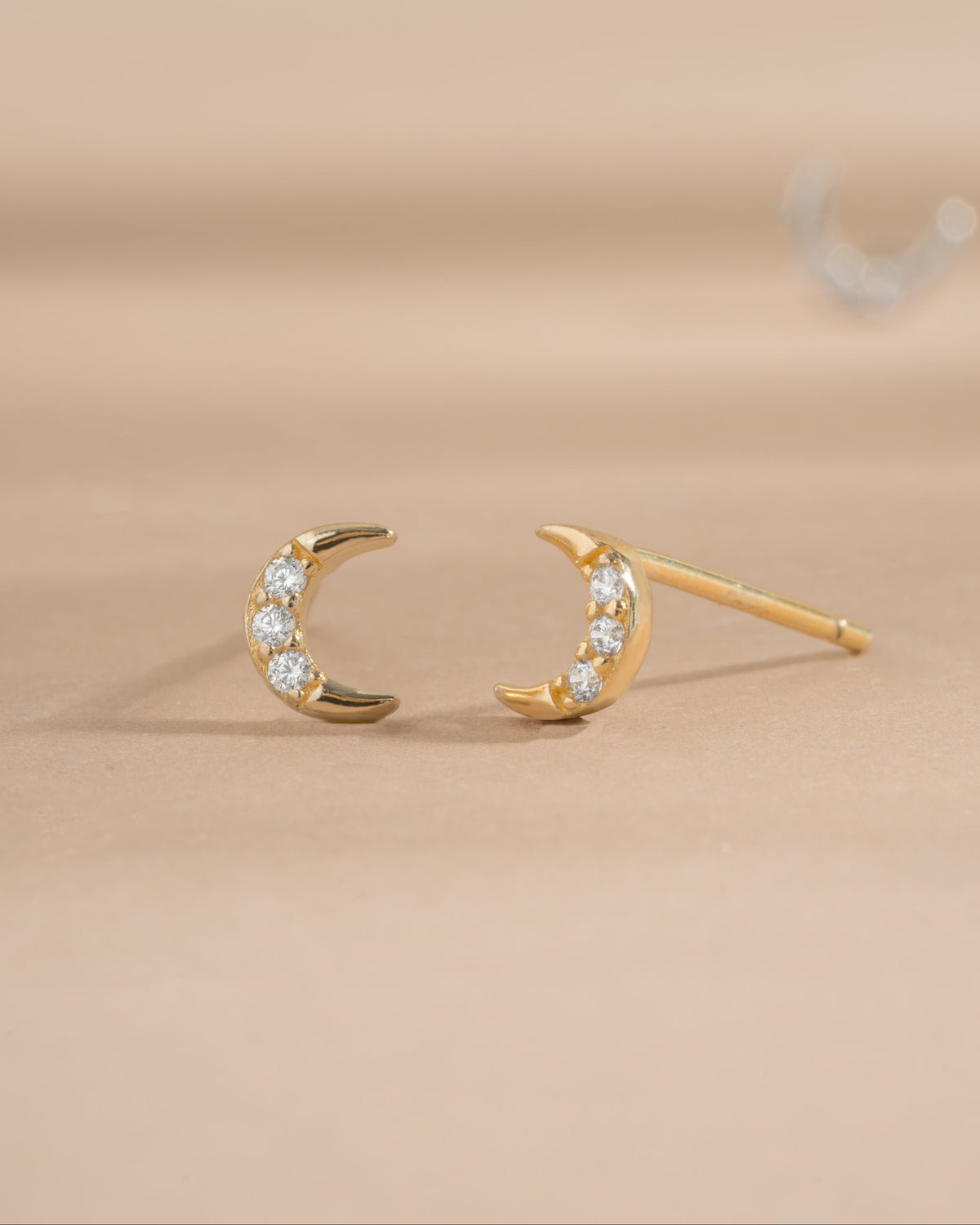 Tiny CZ Moon Studs