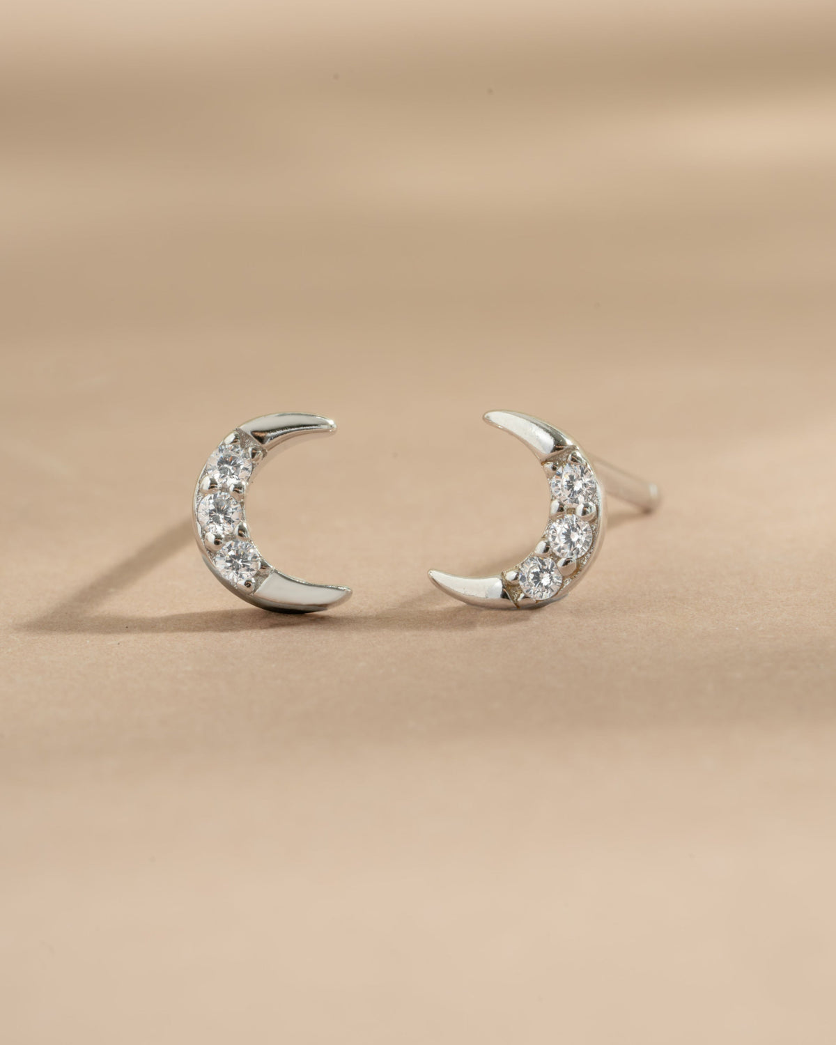 Tiny CZ Moon Studs