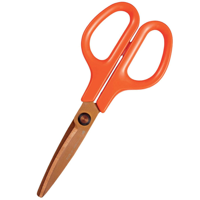 Orange-handled scissors on a white background