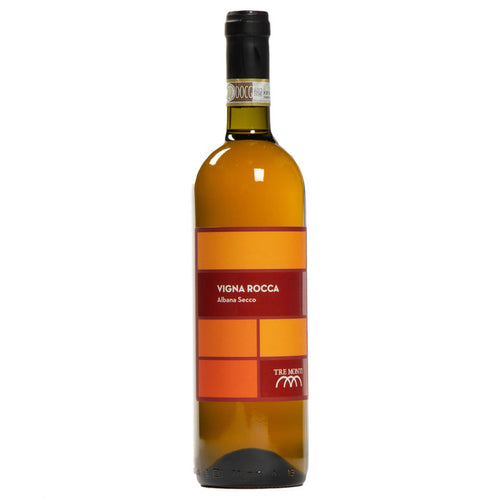 Tre Monti Vigna Rocca Albana 2020 wine bottle, amber glass with Vigna Rocca label