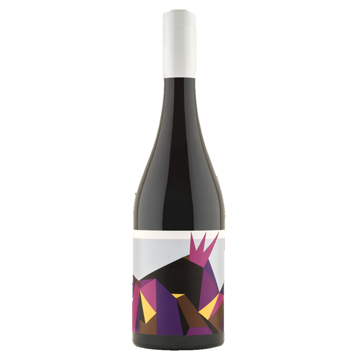 Villa Dora Piedirosso wine bottle, dark glass with magenta crown label