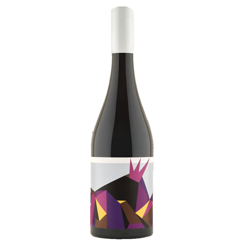 Villa Dora Piedirosso wine bottle, dark glass with magenta crown label
