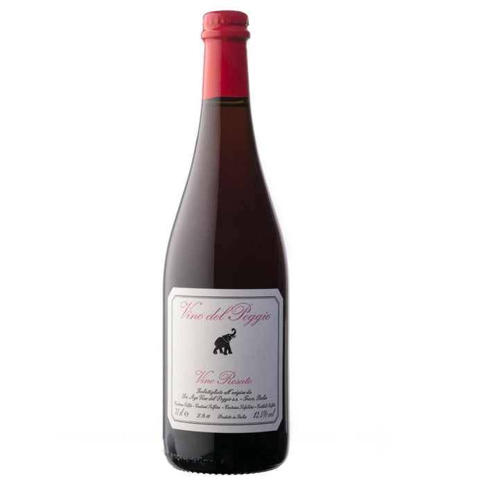 Vino del Poggio Rosato 2020 wine bottle with red cap and cream label