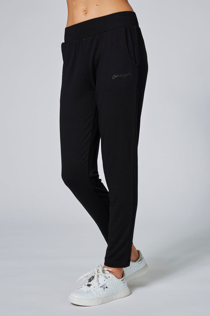 Girl wearing Pineapple Black Viscose Trousers