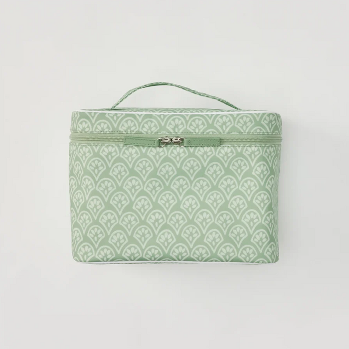 Weezie Vanity Case Green Block Print Travel Accessories in at Wrapsody