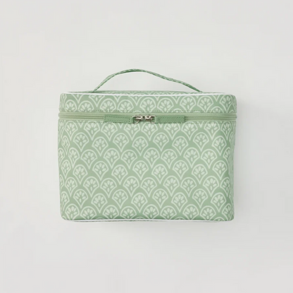 Weezie Vanity Case Green Block Print Travel Accessories in at Wrapsody