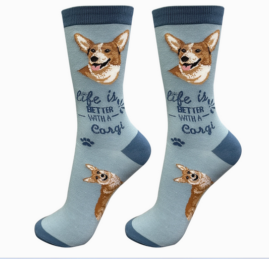 Welsh Corgi Life is Better Socks - Premium Socks from Sock Daddy - Just $10.95! Shop now at Pat's Monograms
