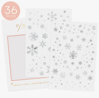 Winter Frost Holiday Metallic Silver Temporary Tattoo Pack