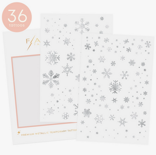 Winter Frost Holiday Metallic Silver Temporary Tattoo Pack