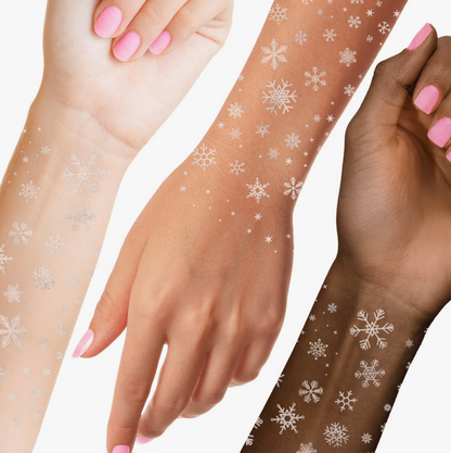 Winter Frost Holiday Metallic Silver Temporary Tattoo Pack