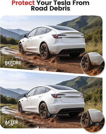 Xprite Mud Flaps for Tesla Model 3 Highland 2024–2026 | No-Drill Splash Guards Set