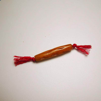Yak Bone Amulet Charm, Bone Carved Pipe Charm Necklace - Tibetan Buddhist bead necklace, close-up detail