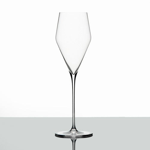 Zalto champagne glass with clear tulip bowl and long slender stem